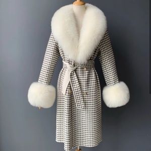 Double-faced Cashmere Coat Wool High-end with Real Fox Fur Collar